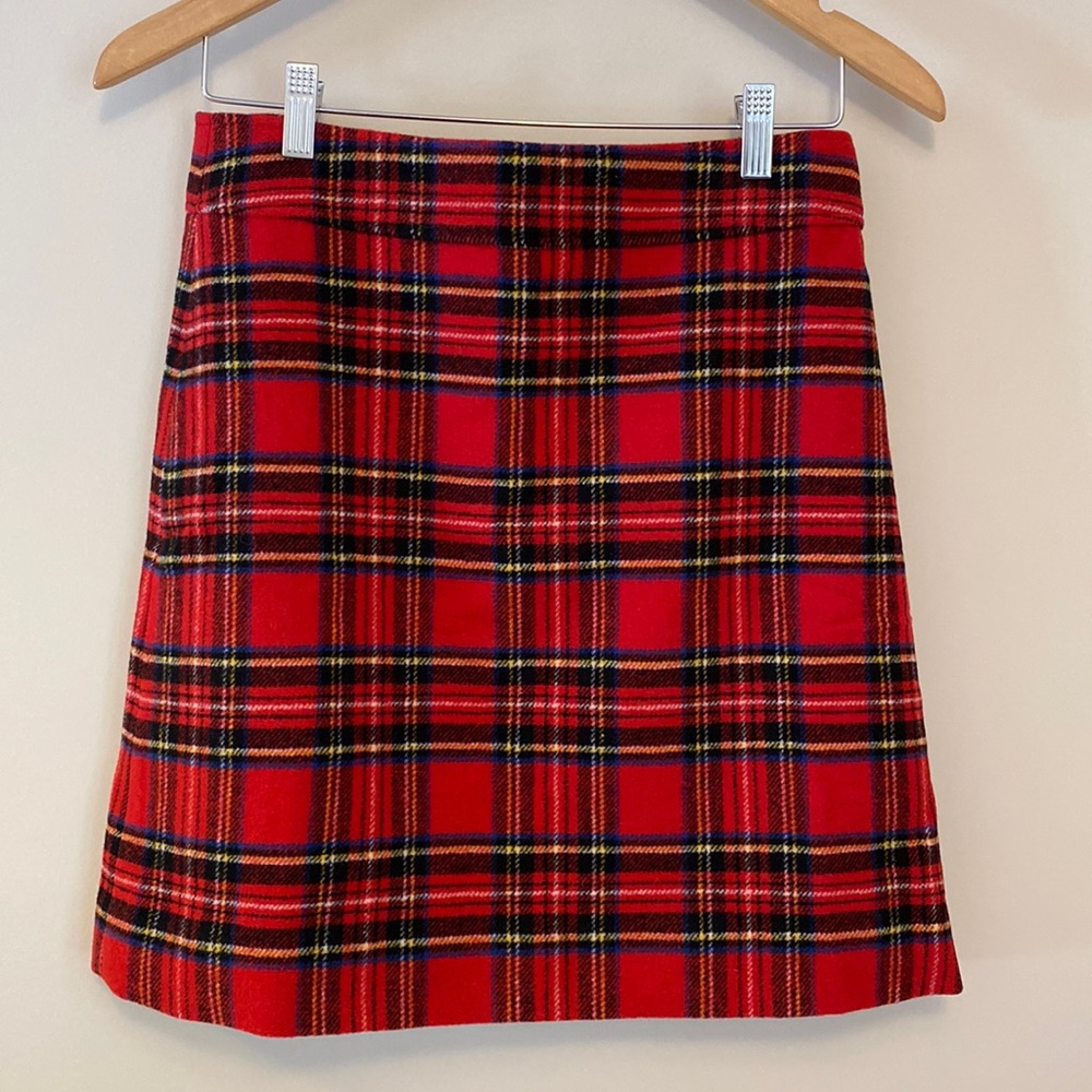 J Crew plaid lined wool skirt